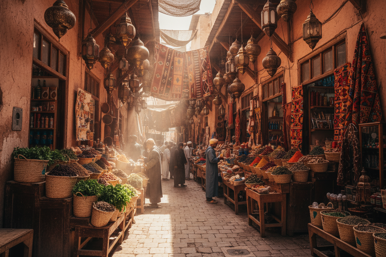 Photorealistic Marrakesh Market Street